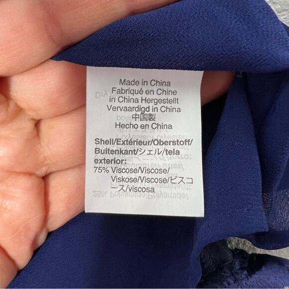 J. Crew Always Navy Blue Gold Star Velvet Tank Women's Petite size 8P - Picture 5 of 5